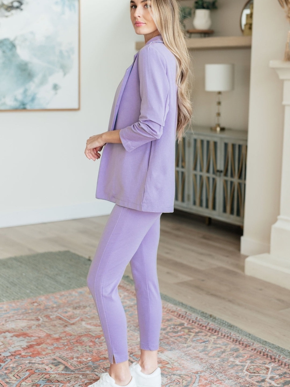 Dear Scarlett Lavender Open-Front Women's 3/4 Sleeve Magic Blazer Size XL Jacket - Picture 7 of 15